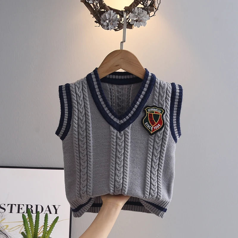 Boys’ School Style Sleeveless Sweat Vest