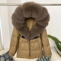 Women Puffer Down JacketnReal Fox Fur Hooded Thick Warm coat for winter season