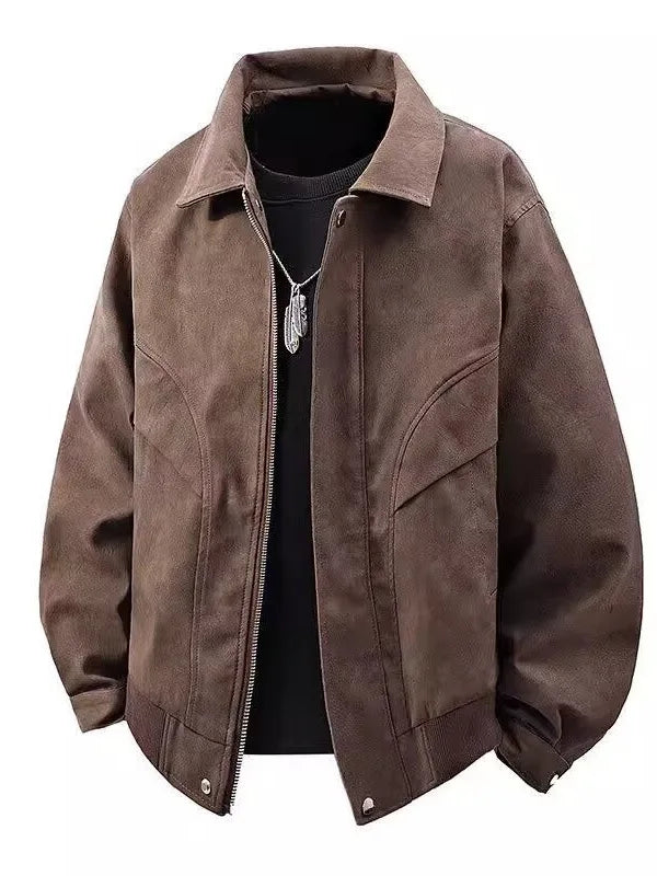 Men Retro Jacket Black Grey American Motorcycle Jacket Breathable Casual Baseball for winter season