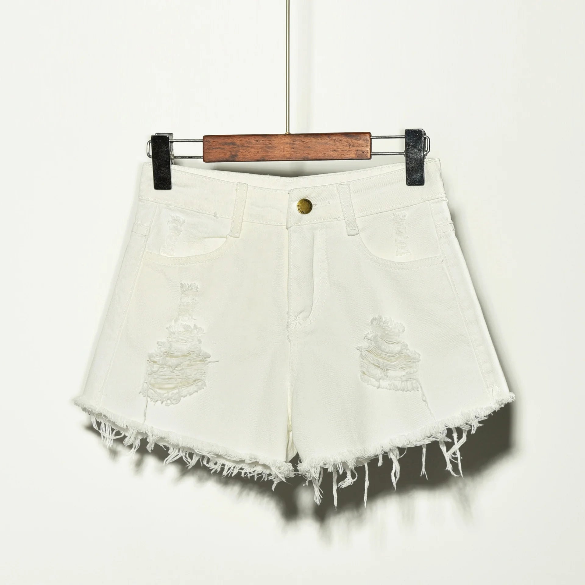High-Waisted Stretch Denim Shorts