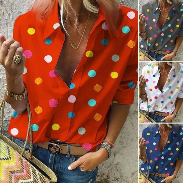 Women’s Colorful Polka Dot Blouse