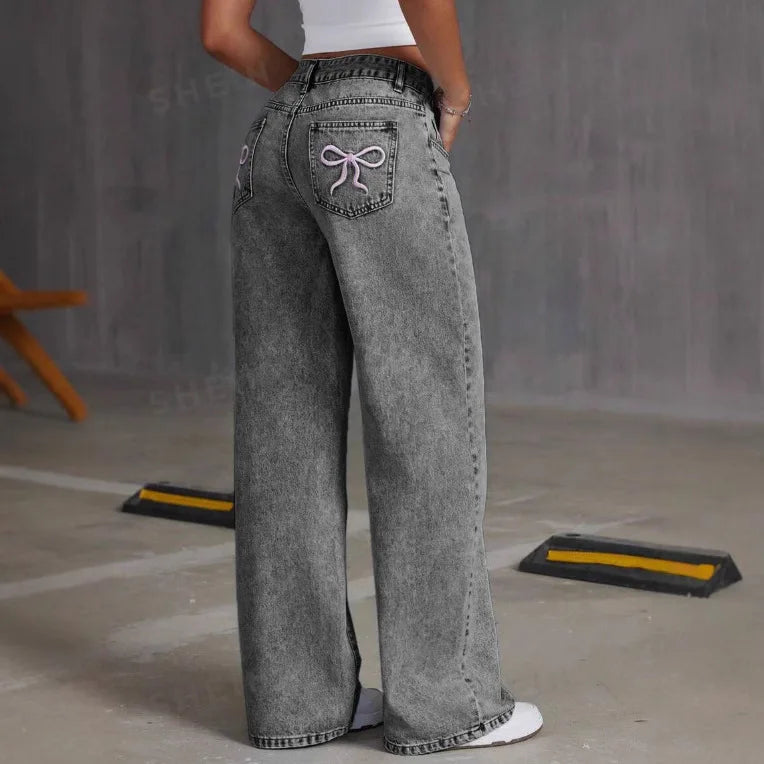 High Waist Straight Leg Denim Jeans