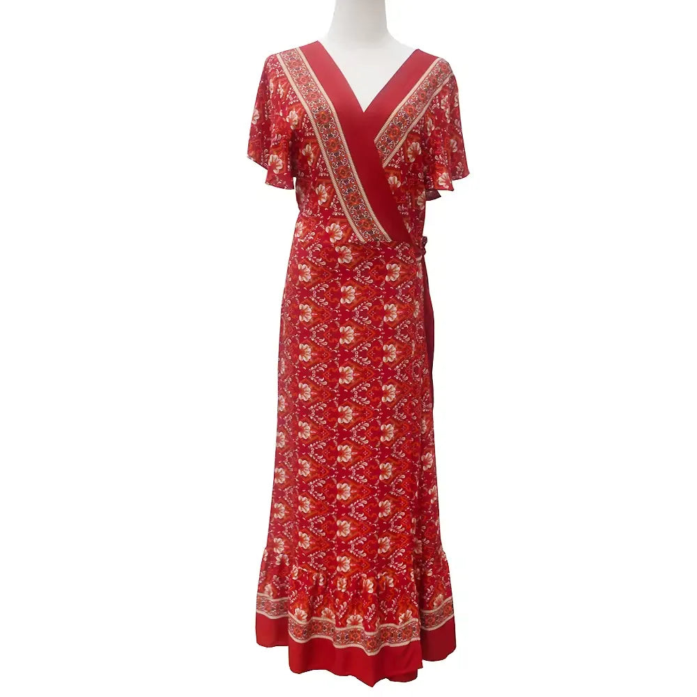2024 Summer women's clothing cotton boho print dress resort beach maxi dress