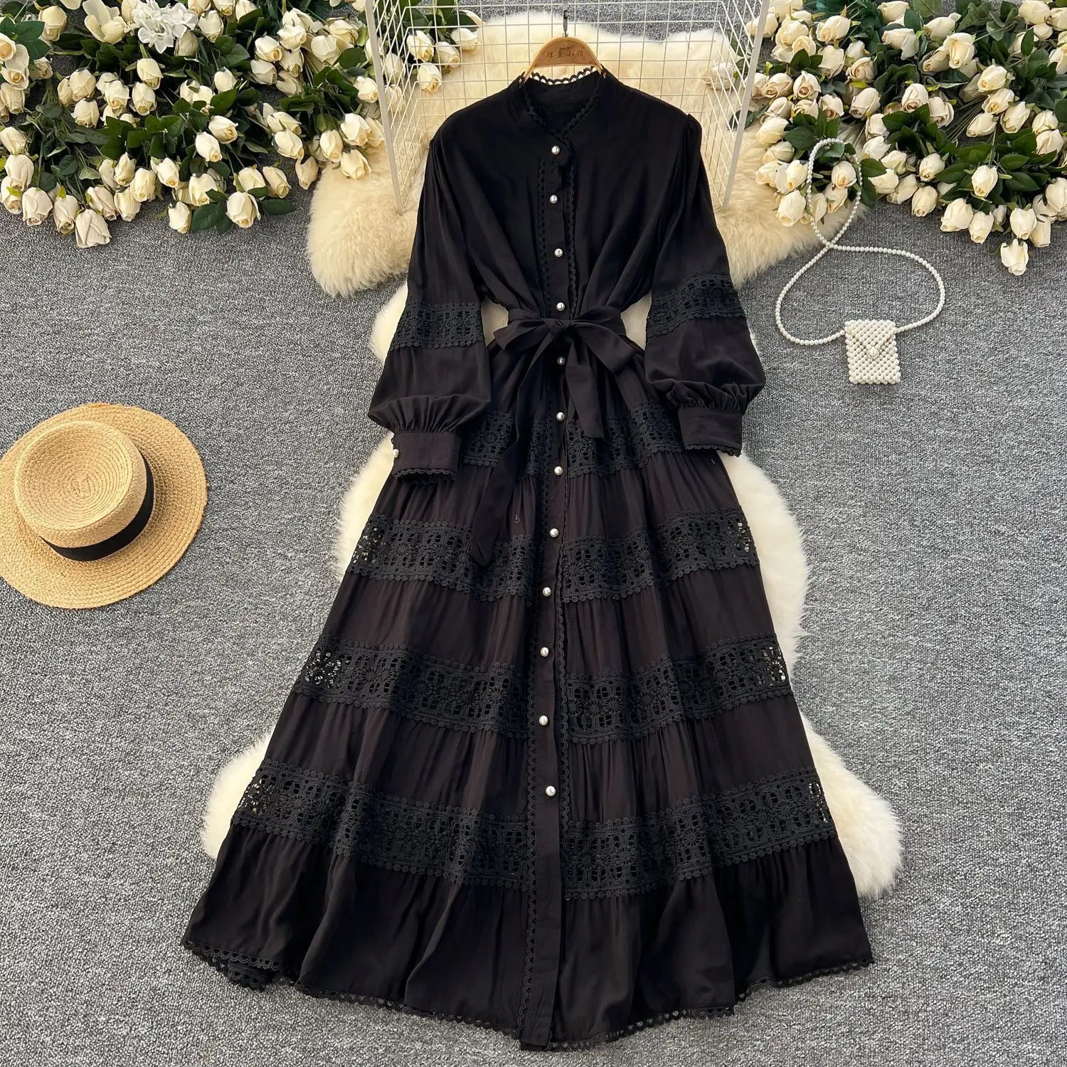Mini Long-Sleeved A-Line Chiffon Dress
