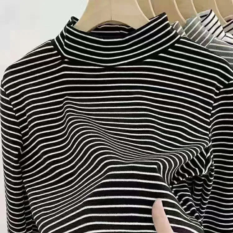 Women’s Striped Long-Sleeve Velvet Pullover