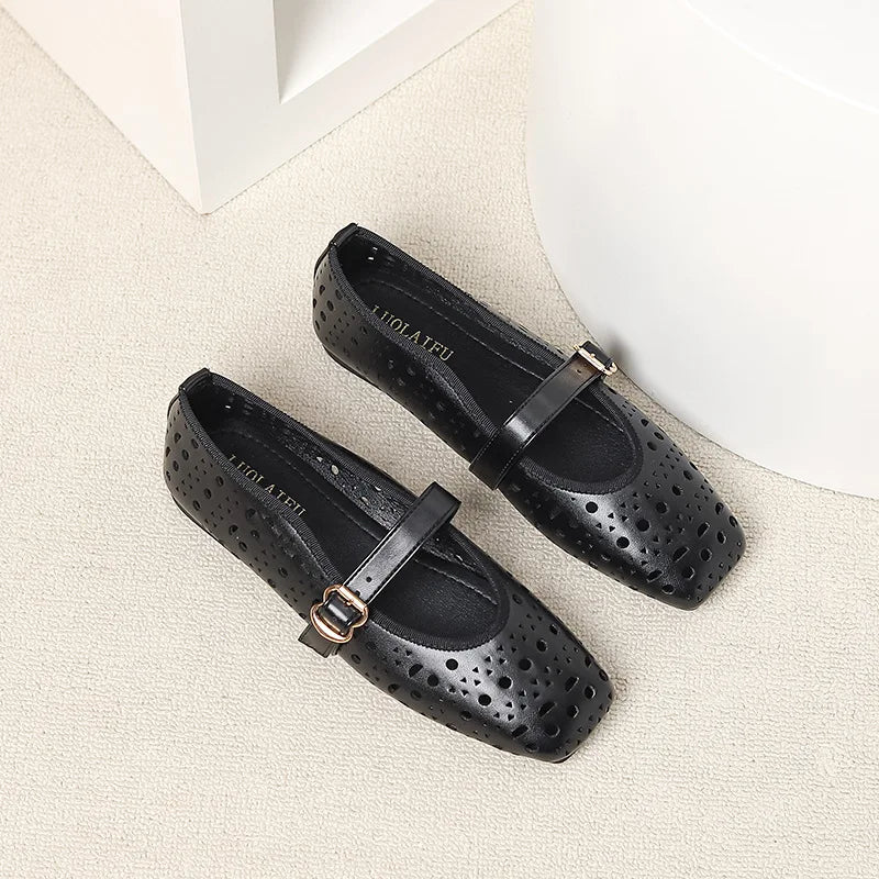Women’s Retro Square Toe Slip-On Flats