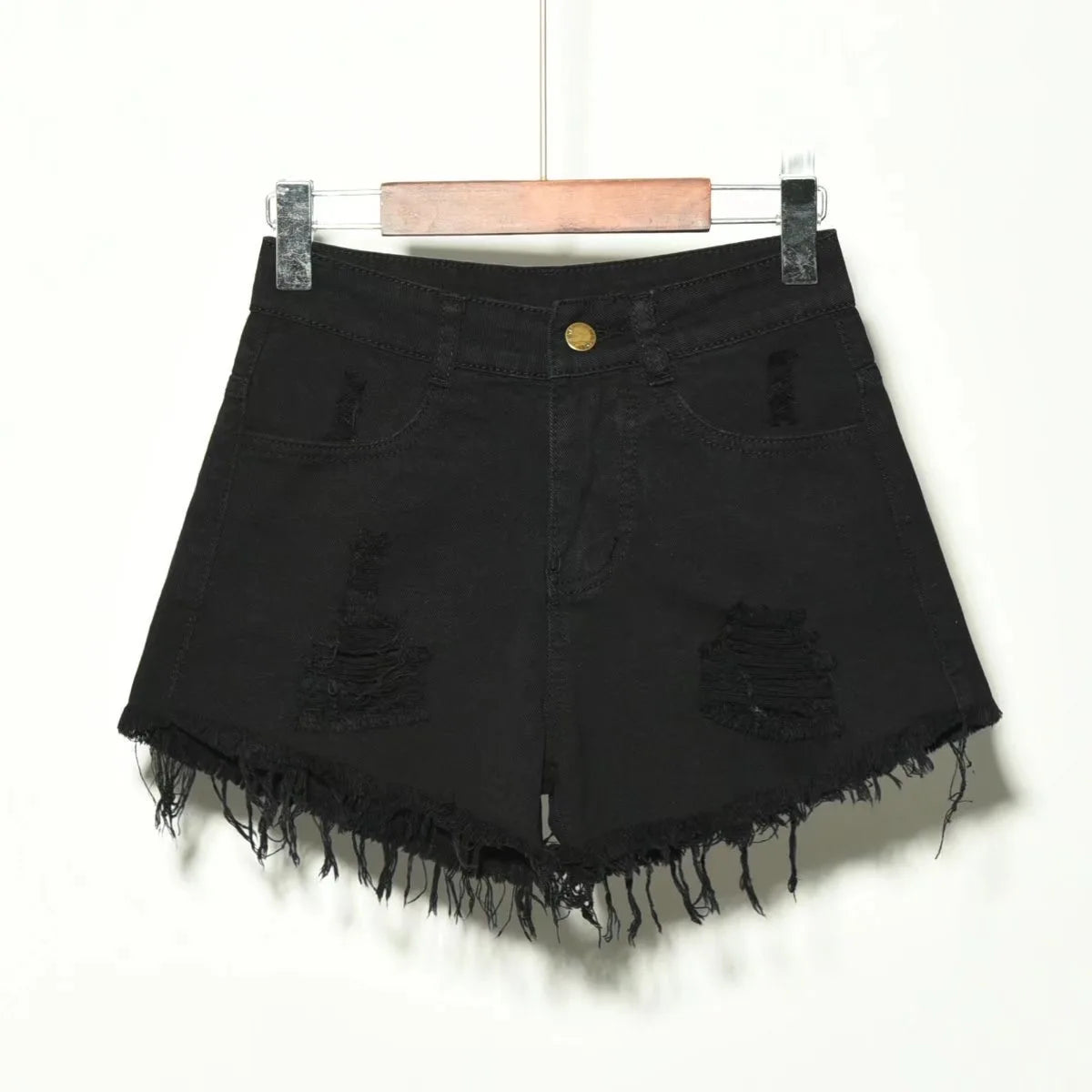 High-Waisted Stretch Denim Shorts