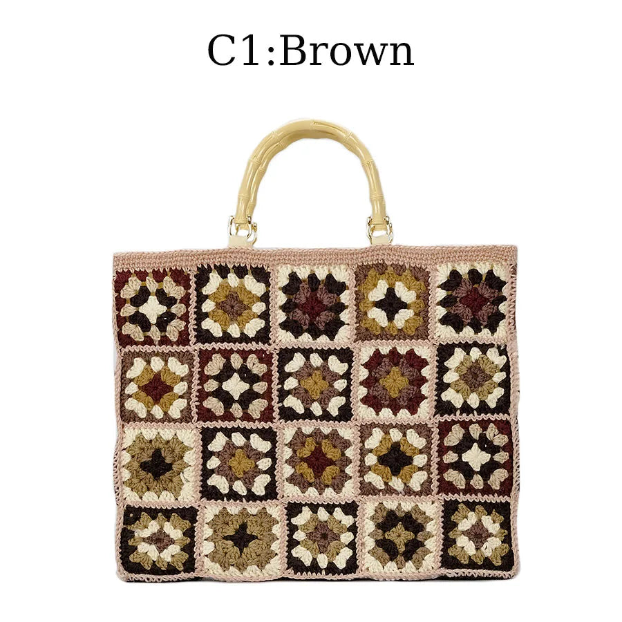 Women’s Handmade Crochet Square Tote Bag