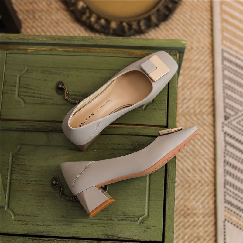 Thick Square Heel Flats