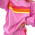 Women’s Striped Blue Two-Piece Sweatshirt Short Set