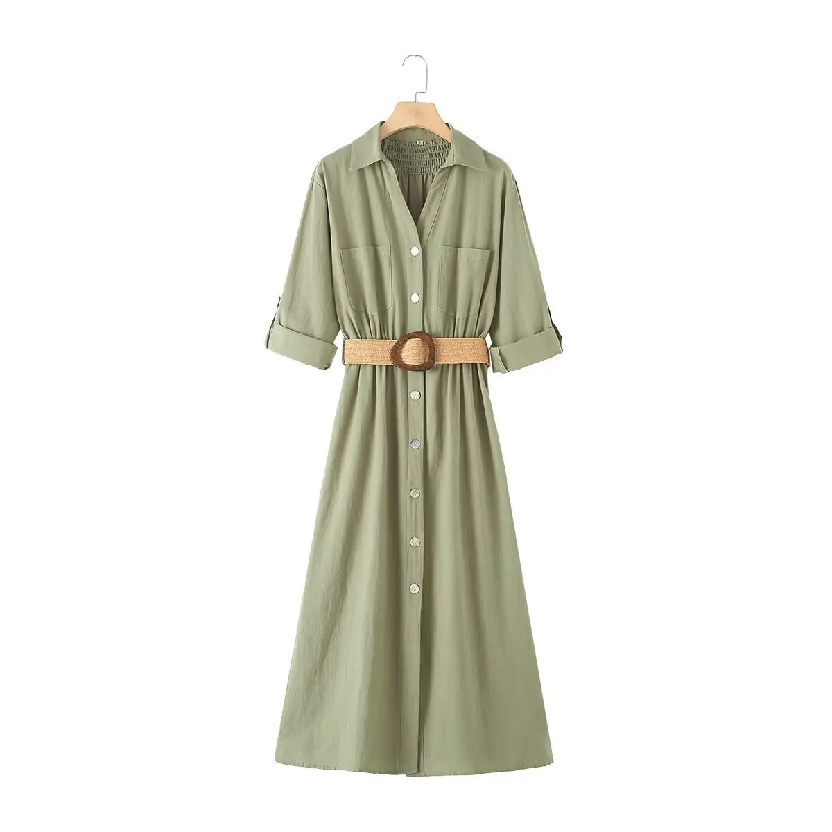 Vintage Belted Long Sleeve Dress