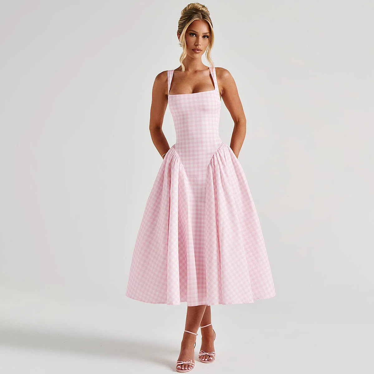Women's Elegant Sleeveless Plaid Dress