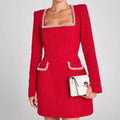 Women’s Pearl-Decorated Knit Dress