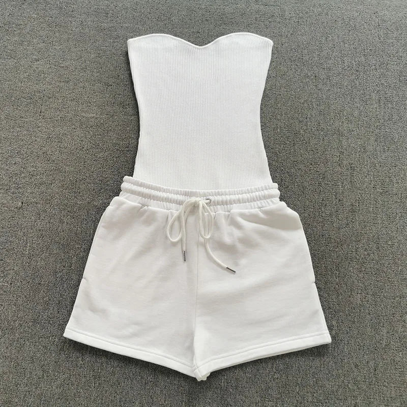 Women's Ribbed Tube Bodysuit Two-Piece Set