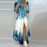 Summer Fashion Elegant Women's Button Shirt Long Skirt Women's Casual Dresses Floral Dress