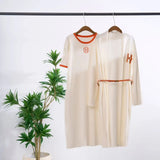Women’s Knitted Long Cardigan & Belted T-Shirt Dress Set