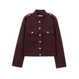 Women’s Brown Stand Collar Jacket