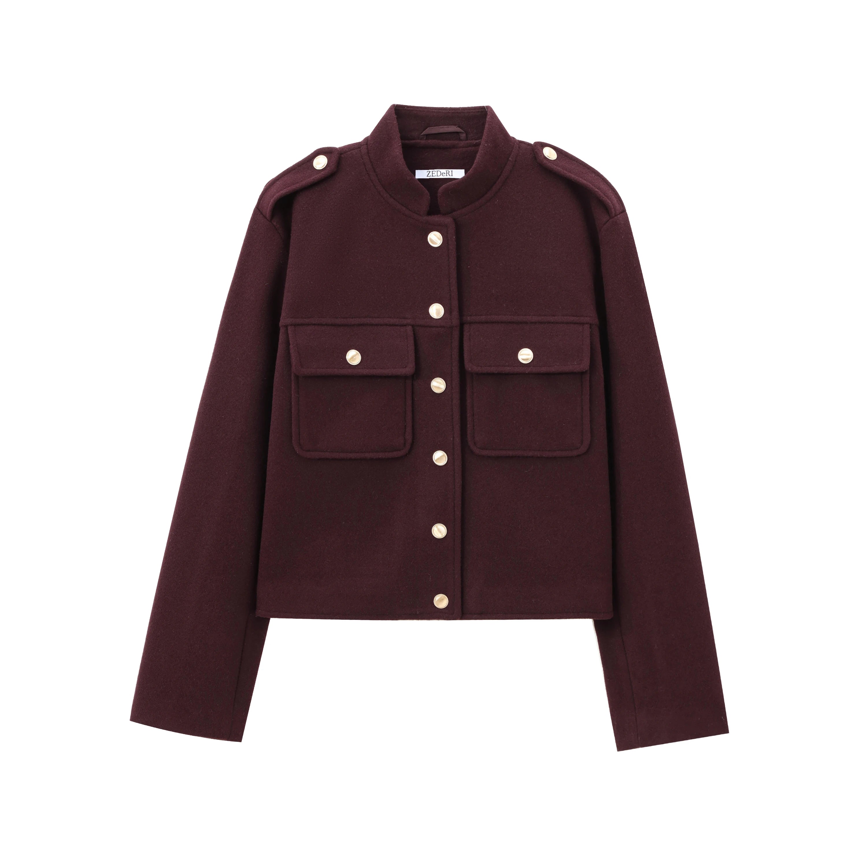 Women’s Brown Stand Collar Jacket