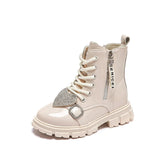 Girls’ Heart-Shaped British Style Short Boots
