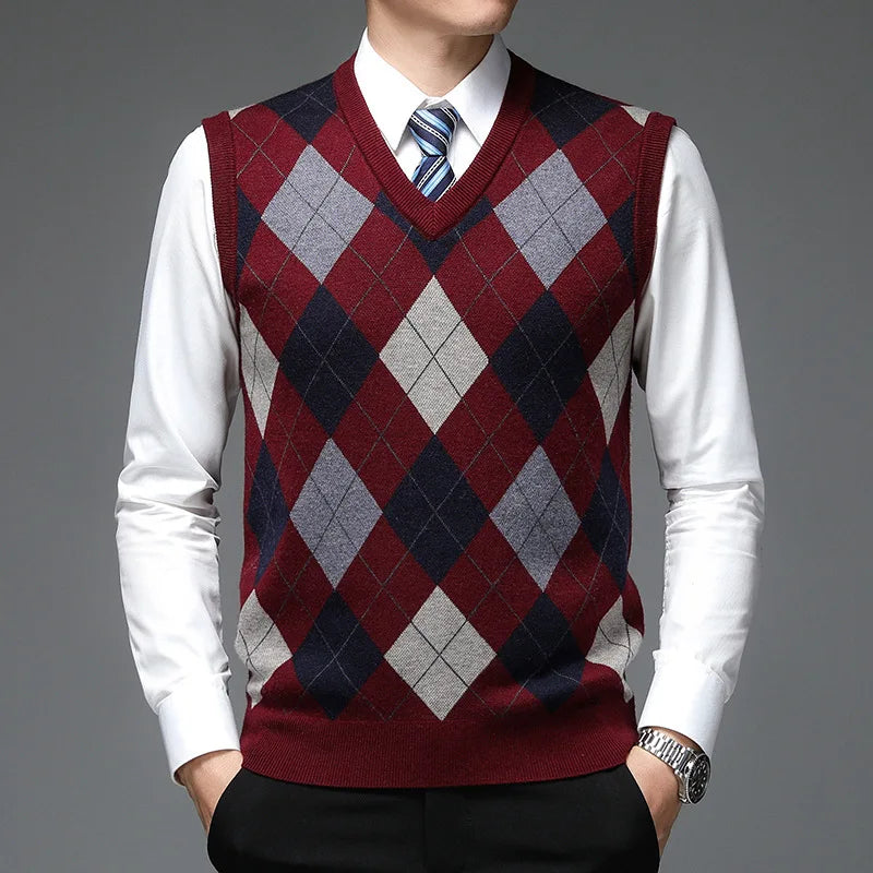 Men’s Sleeveless Knitted Wool Vest