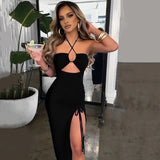 Elegant Summer V-Neck High-Slit Maxi Dress