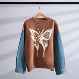 Women’s Denim Patchwork Knit Sweater