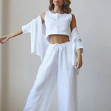3-Piece Cotton Linen Loungewear Set