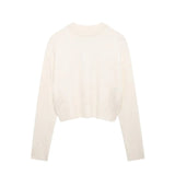 Women’s Cropped O-Neck Knitted Sweater