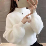 Women’s Half Turtleneck Mink Velvet Sweater