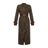 Women’s Elegant Double-Breasted Tweed Midi Dress
