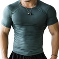 Mens Sportswear Top Athletic Quickly Drying Tight Sport Bodybuilding Polyester T Shirt Mens Fitness Shirts Gym Shirts Men