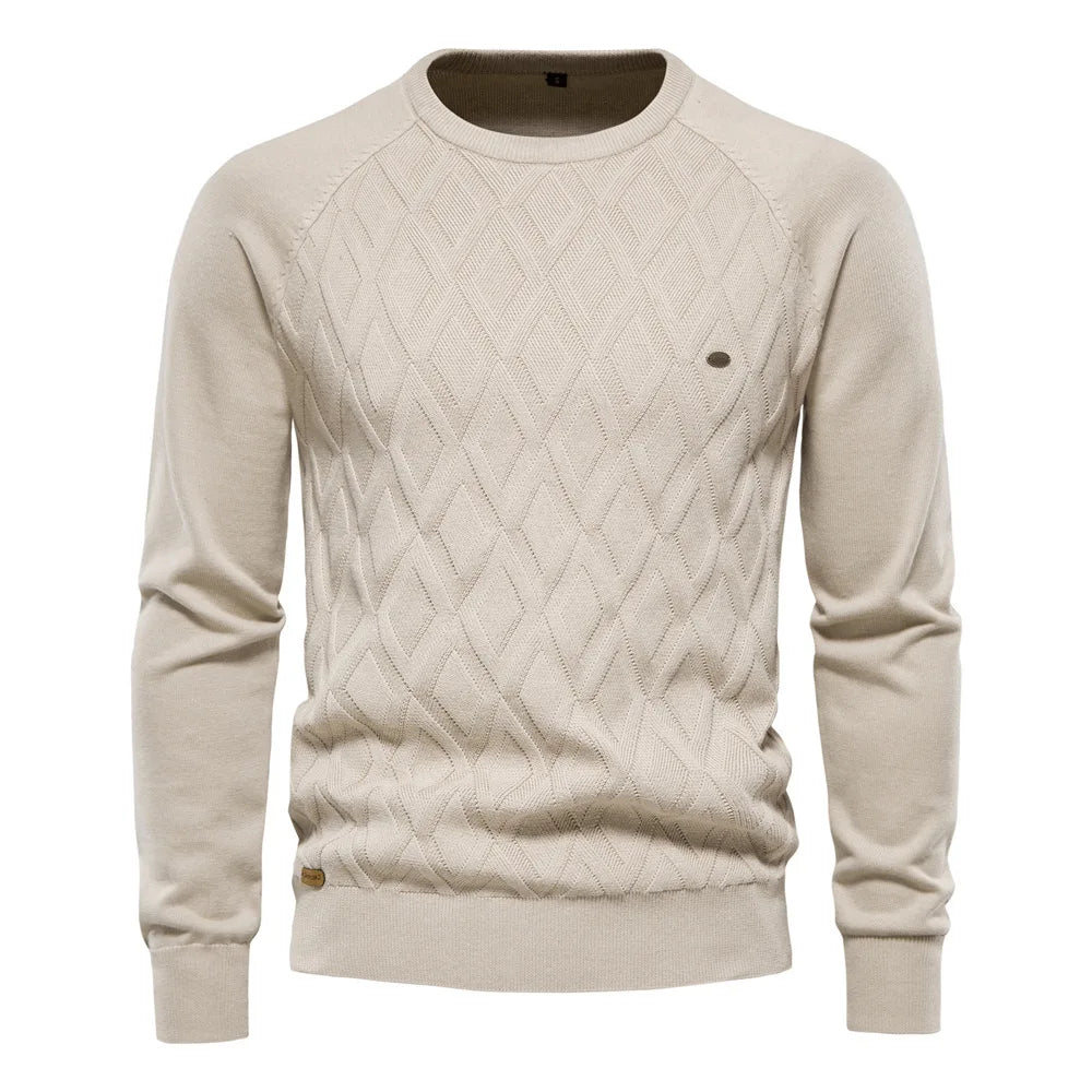 Men’s Round Neck Solid Color Pullover Sweater