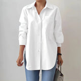 Women’s Chic Split-Hem Long Sleeve Polo Shirt