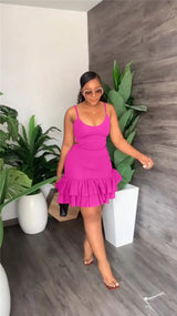 Women Short Dresses Sexy Casual Women Ruffles Bodycon Dress