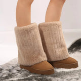 Women’s Velvet Plush Mid-Sleeve Suede Boots