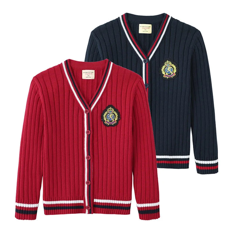 Children’s Knitted College-Style Cardigan Sweater