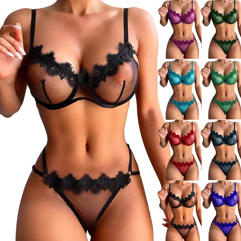 New Lingerie Erotic Bra and Underwear Sets Sexy Thin Mesh Transparent S-XXL Women Lingerie