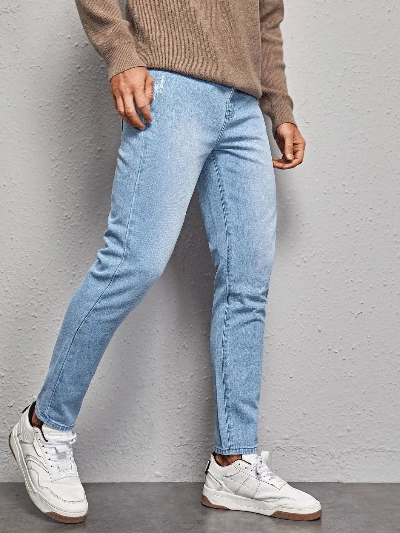 High Quality Black Blue Men Denim Pants Fashion Slim Casual Soft Vintage Washed Denim Men's Jeans