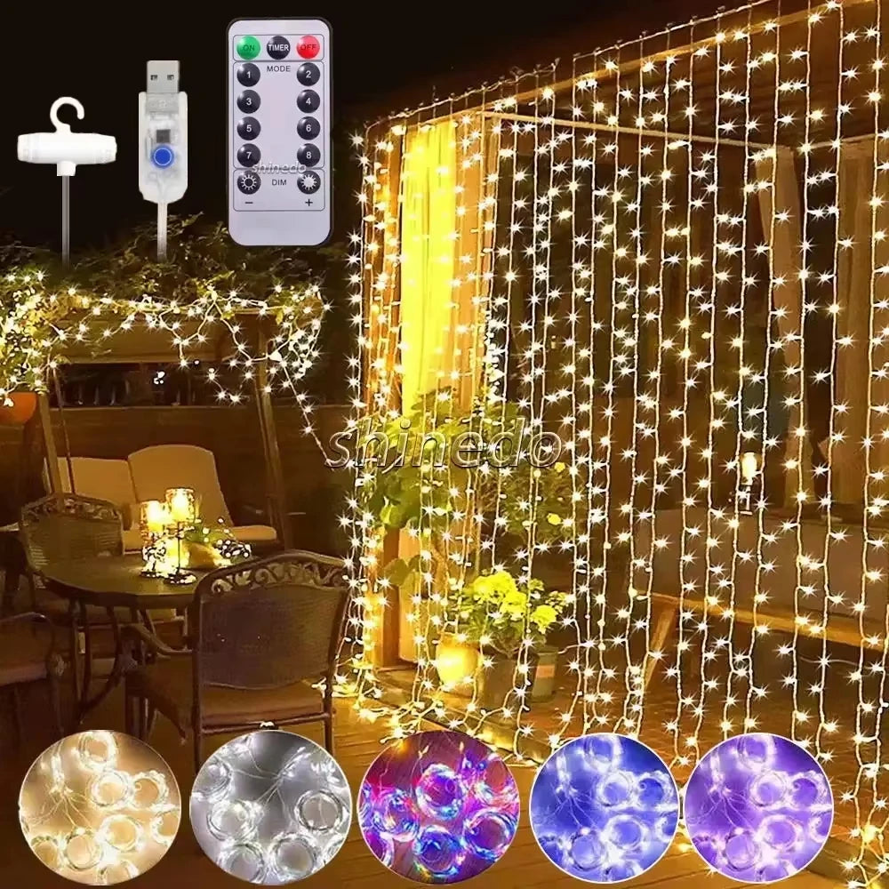 3x3m Waterproof LED Curtain Fairy Lights