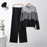Women’s Hooded Color Block Knit Set