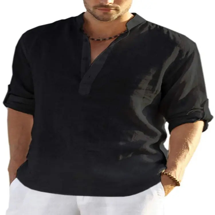 Men's Loose-Fit Cotton Linen Shirt