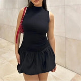 fashion Black Bodycon Dress Summer Dresses Women 2024 Bodycon Bubble Dresses Pullover