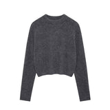 Women’s Cropped O-Neck Knitted Sweater