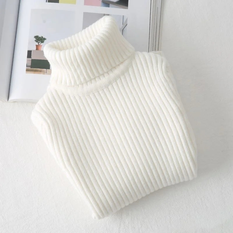 Girls’ Ribbed High-Neck Knit Sweater