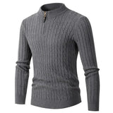 Men’s Half High Neck Zipper Pullover Sweater