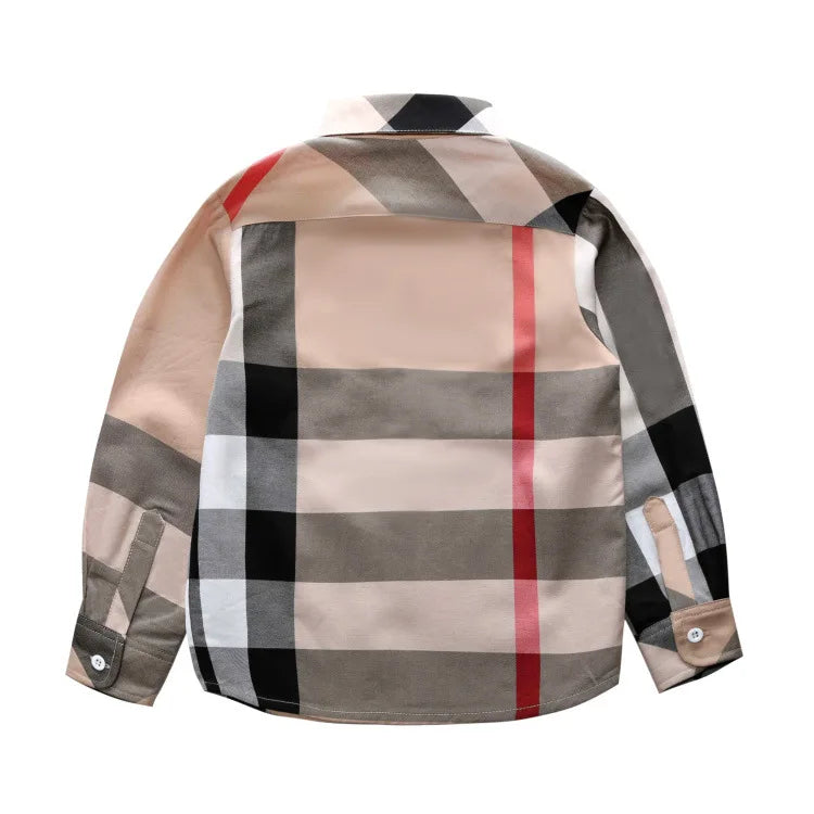Boys’ Long Sleeve Plaid Cotton Shirt