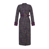 Women’s Elegant Double-Breasted Tweed Midi Dress