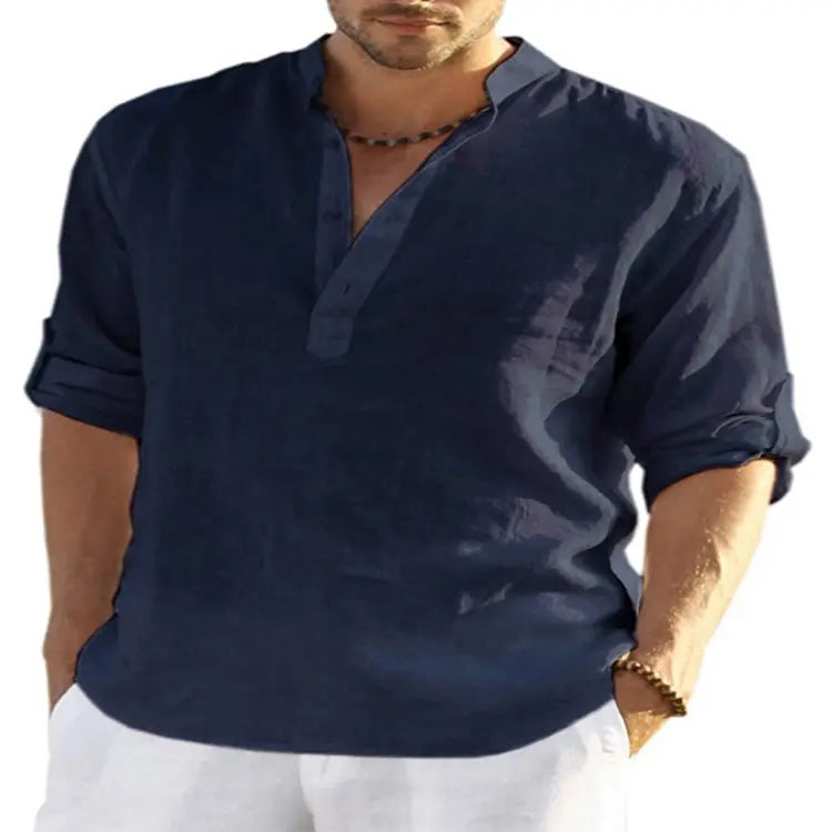 Men's Loose-Fit Cotton Linen Shirt