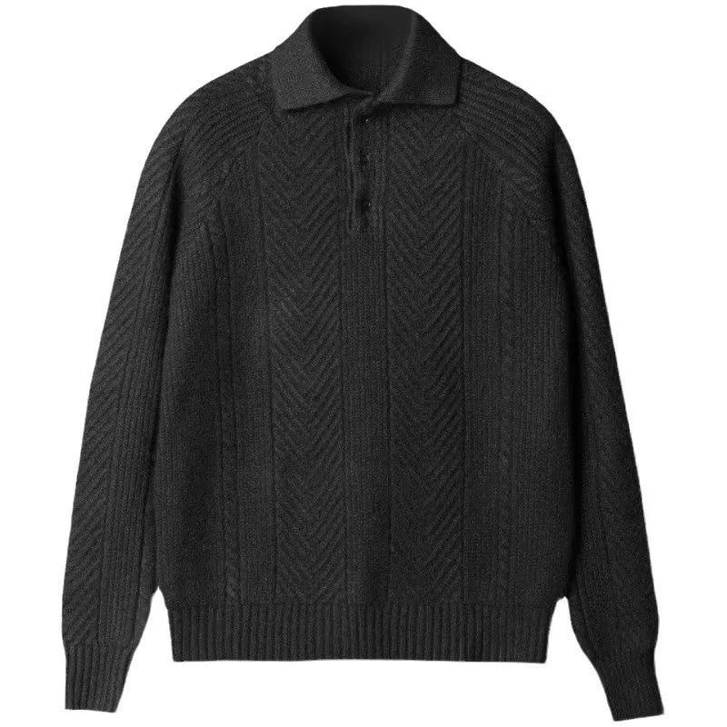 Men’s Polo Fit 3D Pattern Pullover Sweater
