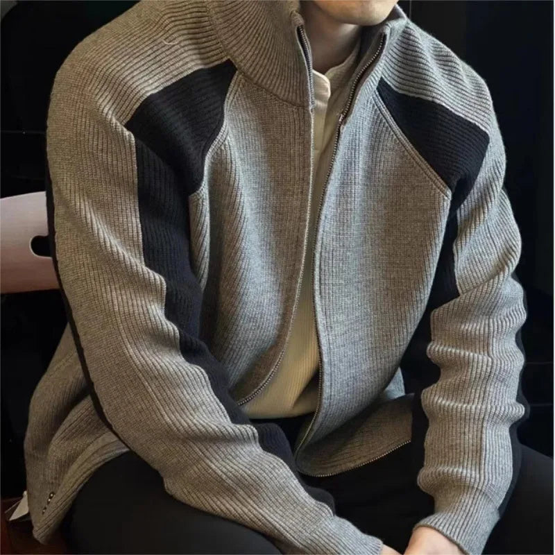 Men’s Zipper High Neck Pullover Sweater